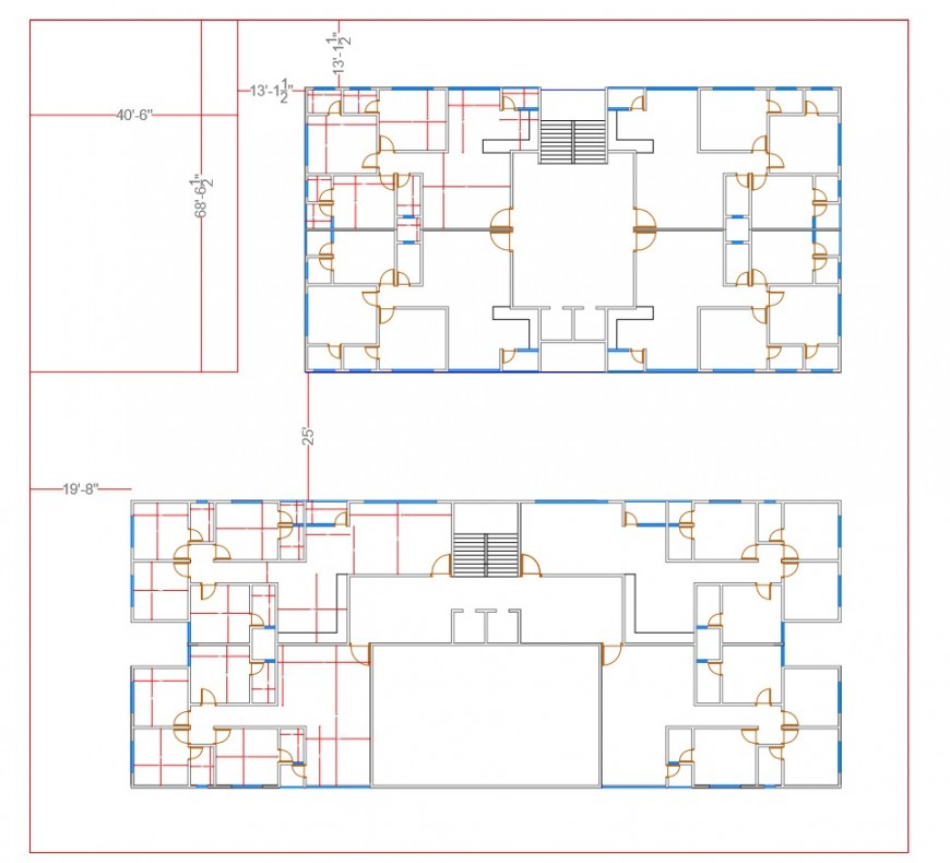 2d Plan Detail Of Two Story Building Structure Layout Pdf File