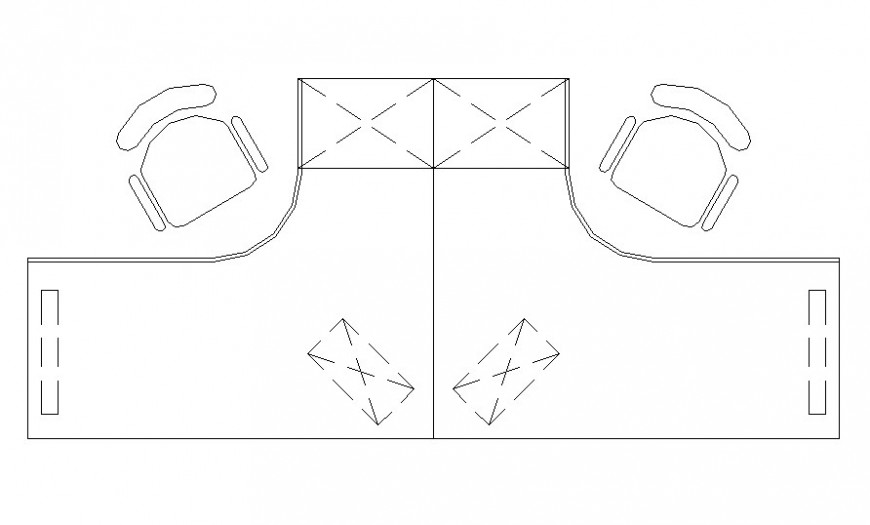Autocad file of one side round office table 2d block