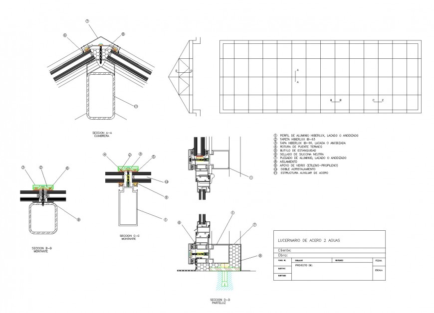 King post section and plan autocad file